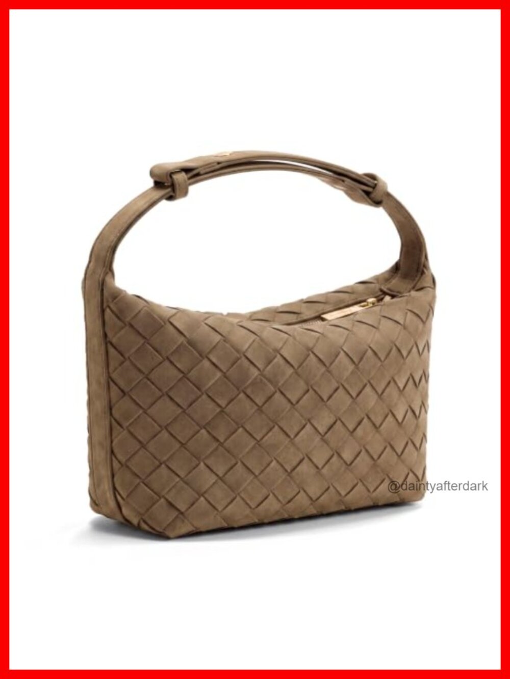 Woven Faux Suede Hobo Shoulder Bag Vegan Leather Adjustable Strap
